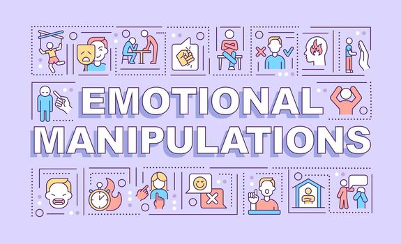 Emotional manipulations word concepts purple banner