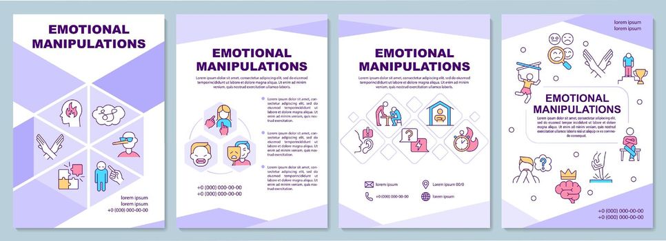 Emotional manipulations purple brochure template