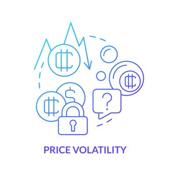 Price volatility blue gradient concept icon