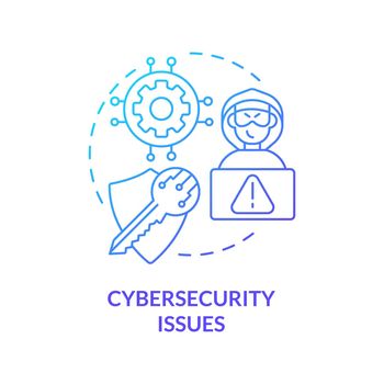 Cybersecurity issues blue gradient concept icon
