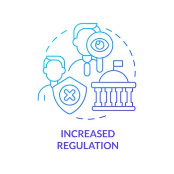Increased regulation blue gradient concept icon. Crypto issue in future abstract idea thin line illustration. Investors and market protection. Isolated outline drawing. Myriad Pro-Bold font used