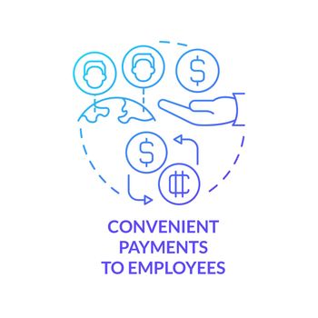 Convenient payments to employees blue gradient concept icon