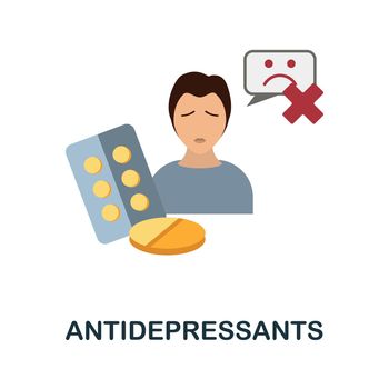 Antidepressants flat icon. Colored element sign from psychological disorders collection. Flat Antidepressants icon sign for web design, infographics and more.