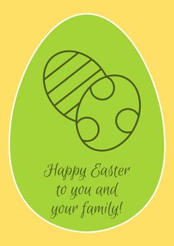 Wishing happy easter to you postcard with linear glyph icon