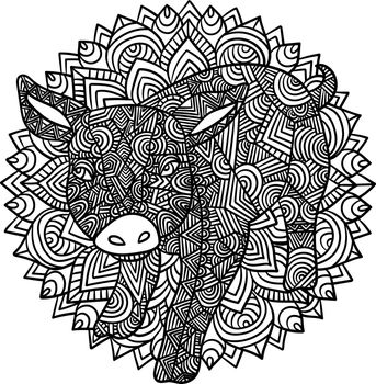 Pig Mandala Coloring Pages for Adults