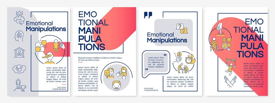 Emotional manipulation tactics red brochure template