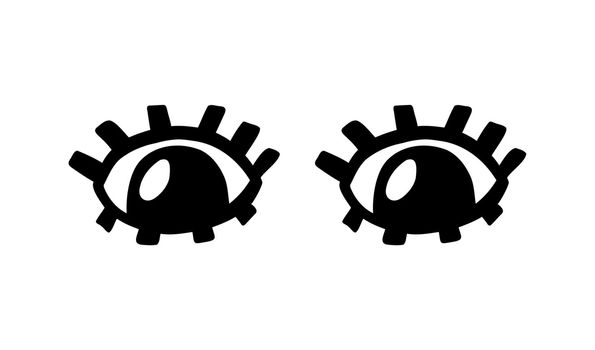 Crazy eyes. Doodle open eye. Abstract hand drawn fun geometric collection. Vector black elements