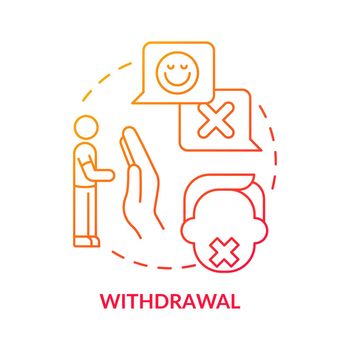 Withdrawal red gradient concept icon