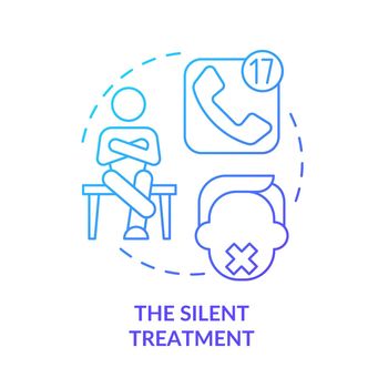 Silent treatment blue gradient concept icon