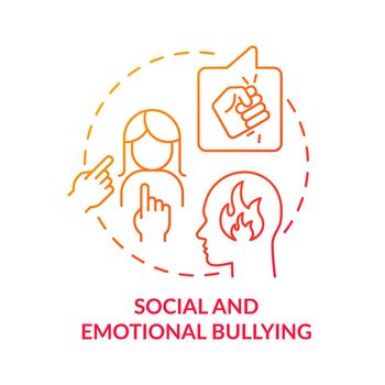 Social and emotional bullying red gradient concept icon