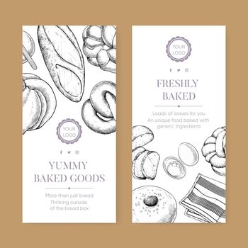 Flyer template with sourdough concept,sketch drawing style