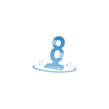 Cleaning service logo illustration with number 8  icon template