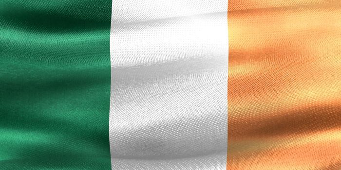 3D-Illustration of a Ireland flag - realistic waving fabric flag