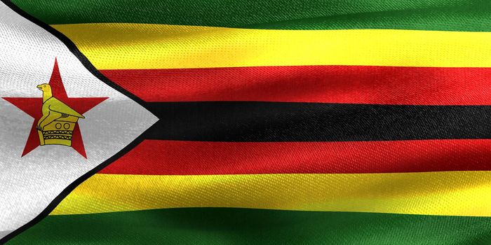3D-Illustration of a Zimbabwe flag - realistic waving fabric flag