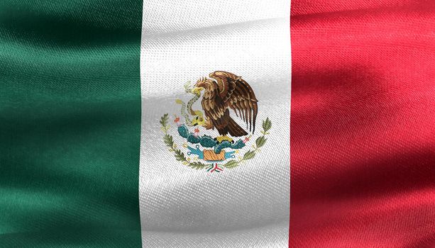 3D-Illustration of a Mexico flag - realistic waving fabric flag