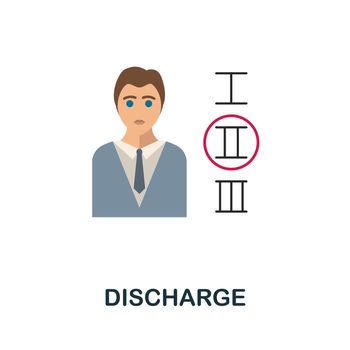 Discharge flat icon. Colored element sign from recruitment collection. Flat Discharge icon sign for web design, infographics and more.