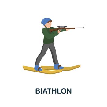 Biathlon flat icon. Colored element sign from winter sport collection. Flat Biathlon icon sign for web design, infographics and more.