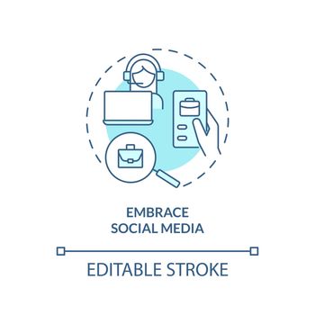Embrace social media turquoise concept icon