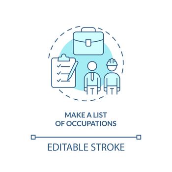 Make list of occupations turquoise concept icon