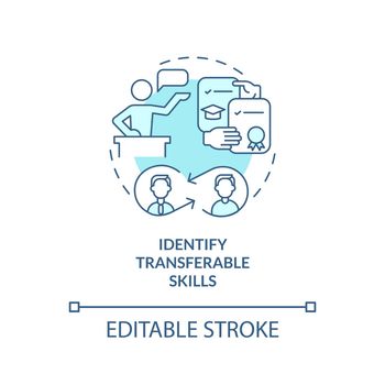 Identify transferable skills turquoise concept icon