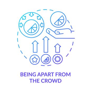 Being apart from crowd blue gradient concept icon