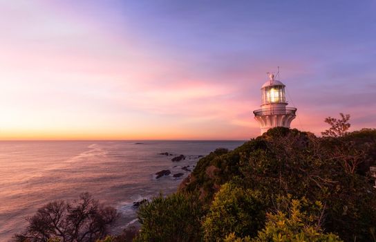Sunrise over Lighthouse at Seal Rocks Australia