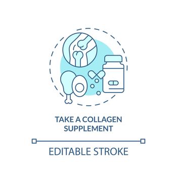 Take collagen supplement turquoise concept icon