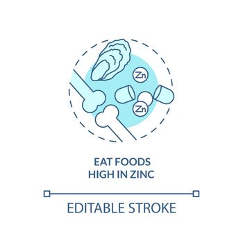 Eat foods high in zinc turquoise concept icon