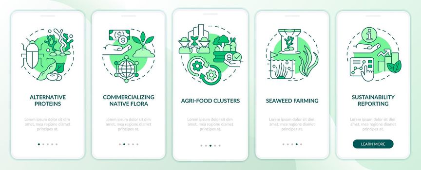 Agricultural trends green onboarding mobile app screen
