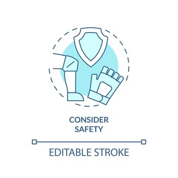 Consider safety turquoise concept icon