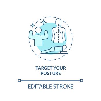 Target your posture turquoise concept icon