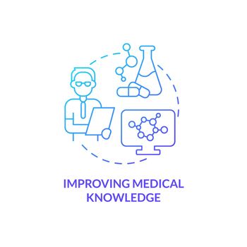 Improving medical knowledge blue gradient concept icon