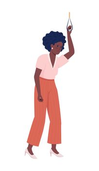 Female stranger taking compassion semi flat color vector character