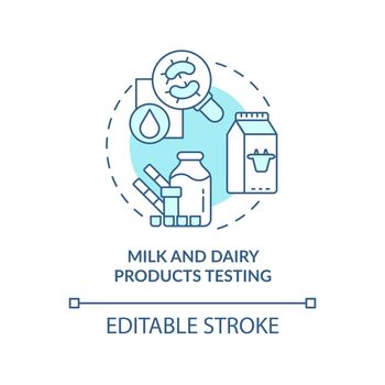 Milk and dairy products testing turquoise concept icon