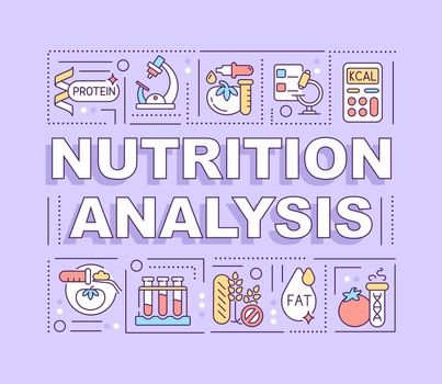 Nutrition analysis word concepts purple banner