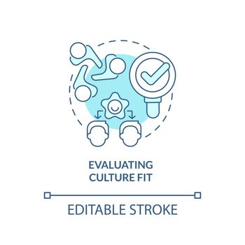 Evaluating culture fit turquoise concept icon