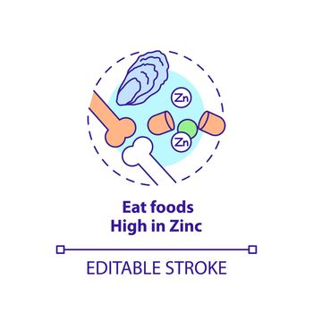Eat foods high in zinc concept icon