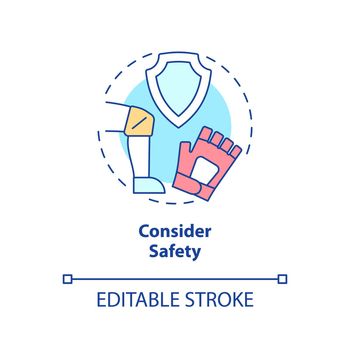 Consider safety concept icon