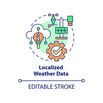 Localized weather data concept icon. Meteorology data. Current farming trends abstract idea thin line illustration. Isolated outline drawing. Editable stroke. Arial, Myriad Pro-Bold fonts used