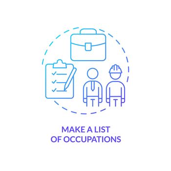 Make list of occupations blue gradient concept icon