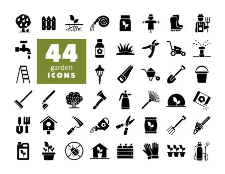 Gardening and Planting vector glyph icons set