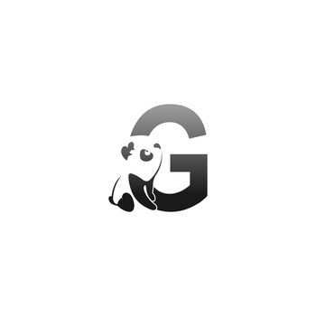 Panda animal illustration looking at the letter G icon