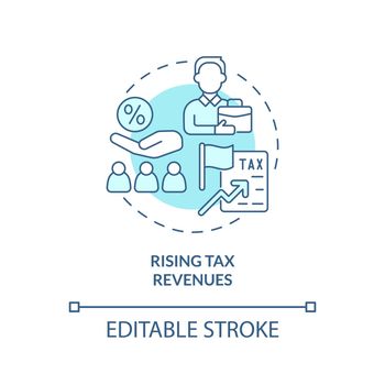 Rising tax revenues turquoise concept icon