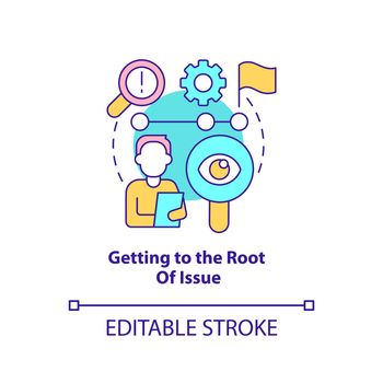 Getting to root of issue concept icon