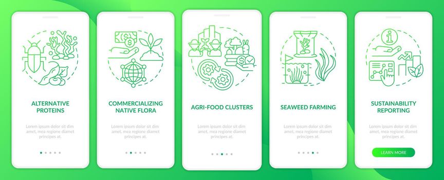 Agricultural trends green gradient onboarding mobile app screen