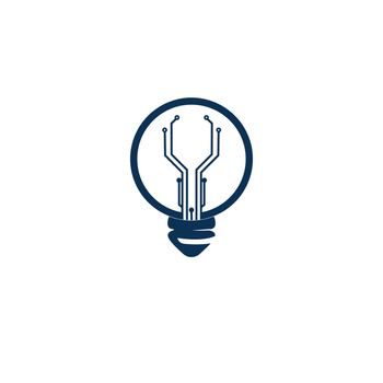 Light bulb idea icon with circuit board inside.