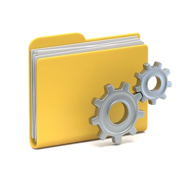 Yellow folder icon Settings concept 3D
