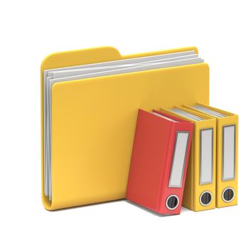 Yellow folder icon with office binders 3D