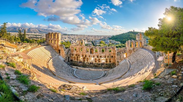 The Odeon of Herodes Atticus Roman theater structure at the Acropolis of Athens