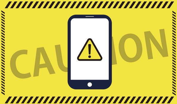 Illustration of a simple smartphone with a warning.